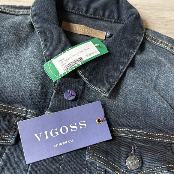 VIGOSS Men's Lightweight Denim Trucker Jacket navy size L Stitxh Fix NWT - Picture 5 of 6
